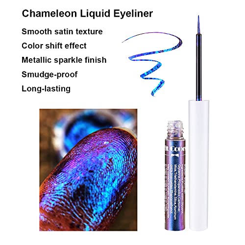 Mysense Chameleon Liquid Glitter Eyeliner, Metallic Satin Eyeliner Liquid Liner Multi-Reflective Sparkle Finish, Smudge-proof Long-lasting Glitter Eye Shadow Makeup, #01 Gold
