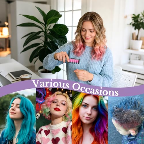 6 Color Washable Hair Chalk Comb Set for Kids & Adults