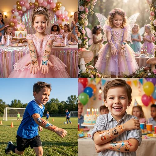 350+ Mixed Temporary Tattoos for Kids - 37 Sheets Party Favors