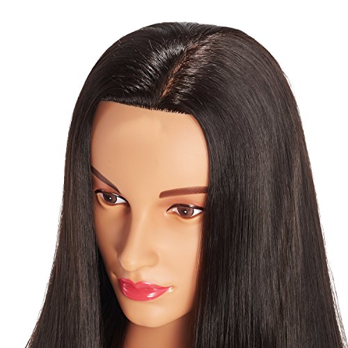 Hairingrid 26"-28" Mannequin Head Hair Styling Training Manikin Cosmetology Doll Head Synthetic Fiber Hair and Free Clamp Holder (Black)