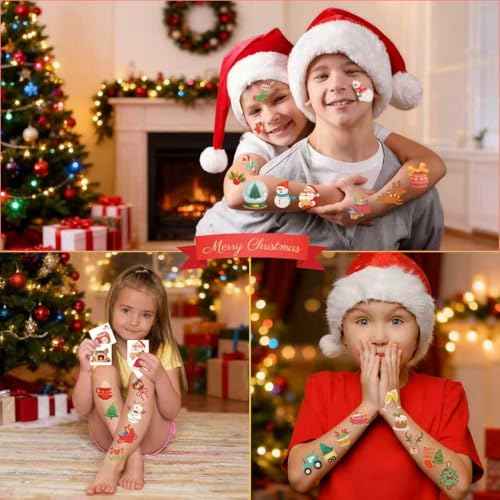 Stocking Stuffers - 160 PCS Christmas Tattoos for Boys Girls | Kids Christmas Gifts Games Crafts Party Favors Decorations for Grandkids- Christmas Sweaters Dress Shirts Outfit for Women Adults