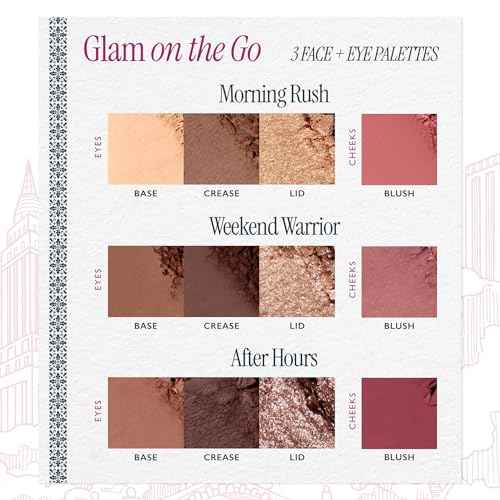 LAURA GELLER NEW YORK Glam On the Go Eyeshadow & Blush Palettes - Each Set Includes Three Palettes - Ready for Gifting - Easy to Use Makeup for Mature Skin