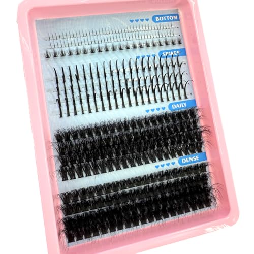 HBZGTLAD Lash Clusters with Spikes 60D-150D Volume Eyelash Extensions DIY Individual Lashes Strip Mink Spiky Cluster Lashes (Cluster Lashes with Spikes 60D+80D)