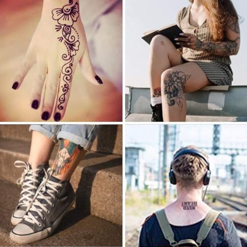 Temporary Tattoo Kit with 64 Stencils & 5 Ink Bottles