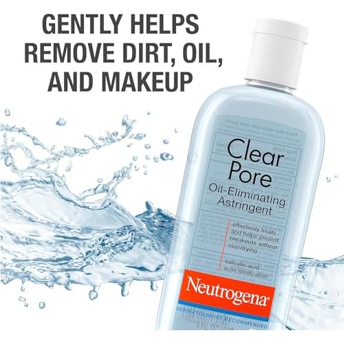 Neutrogena Clear Pore Oil-Eliminating Facial Astringent with 2% Salicylic Acid Acne Medication and Witch Hazel, Pore Clearing Treatment for Acne-Prone Skin, Helps Control Shine, 8 fl. oz, 6 Pack