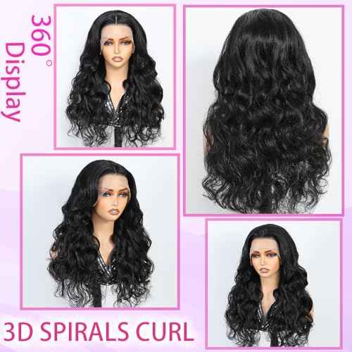 30 Inch 13x6 Body Wave Lace Front Wigs Human Hair 200 Density HD Transparent Lace Frontal Wigs Human Hair Elastic Drawstring Glueless Wigs Human Hair Wig For Black Women (Black, 30INCH, bodyA)