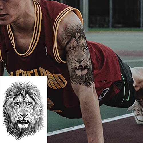 12 Sheets Black & Grey Animal Temporary Tattoos for Men