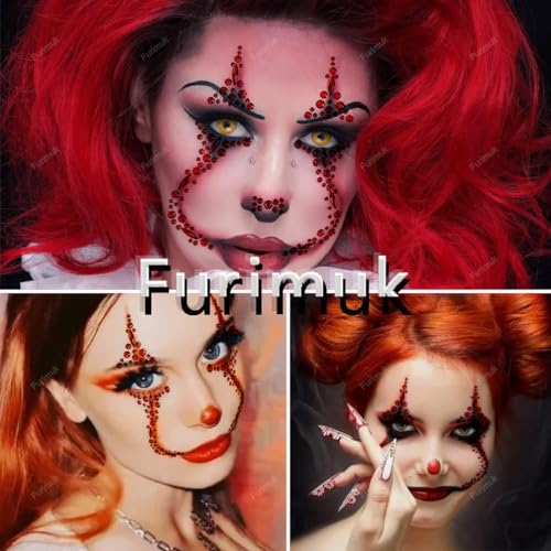 Halloween Face Gems Rhinestone Tattoo Stickers for Festival