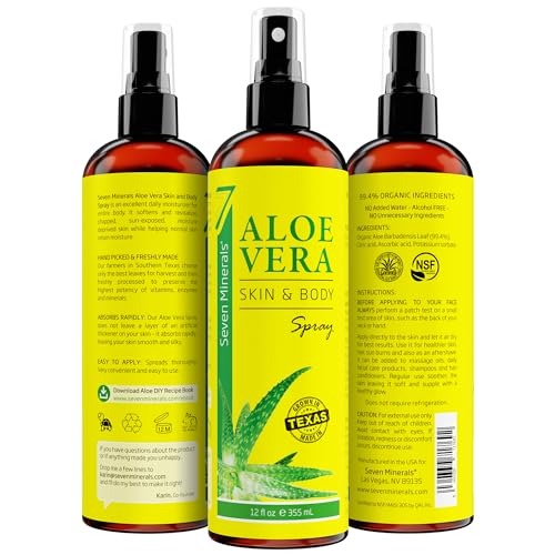 Organic Aloe Vera Spray for Face, Body & Hair - 12 fl oz