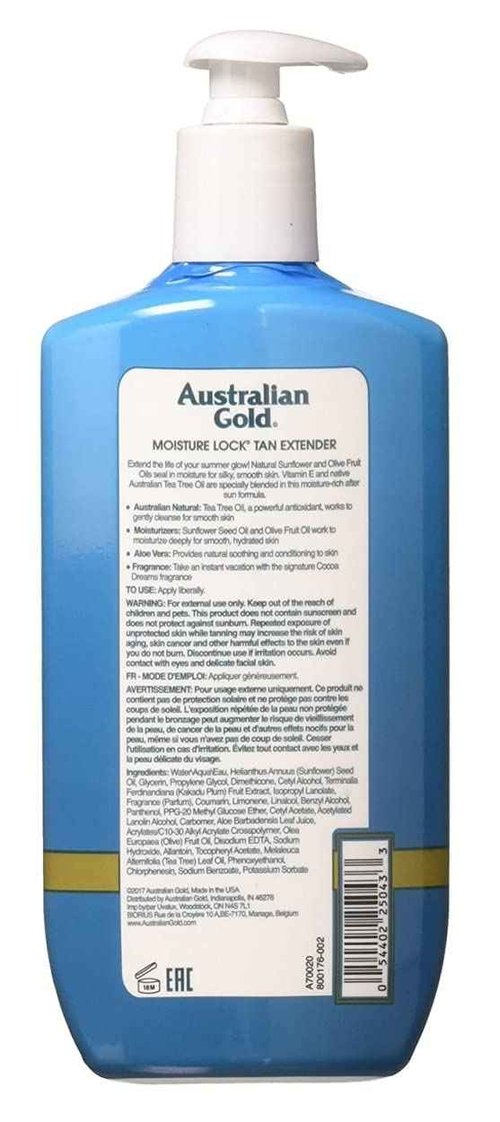 Australian Gold Moist Lock Tan Extender 16 Ounce Pump (Pack of 3)