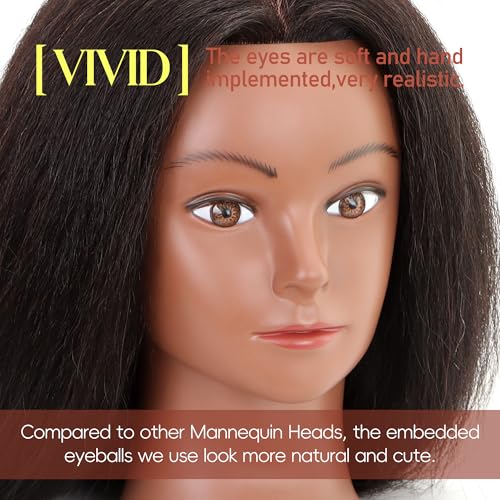 YODIDI 100% Human Hair Mannequin Head 16" with Table Clamp