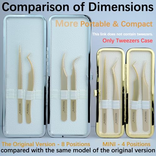 Lash Tweezers Organizer Bag, 4-Slot PU Leather Storage Case, White
