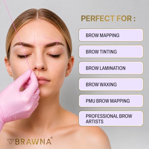 BRAWNA Pink Mapping String for Eyebrow Measuring 2-Count (Pink, Pack of 2) - Pre-Inked Brow Mapping Tool