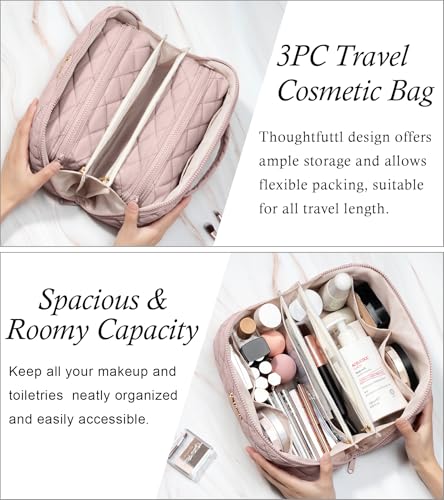 Bagstellar Travel Makeup Bag Set - 3 Pcs Large Capacity, Water-Resistant
