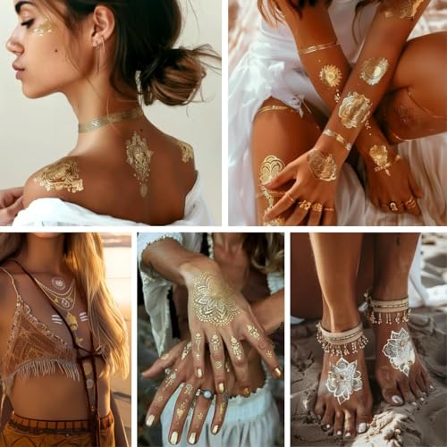 Gold Temporary Tattoos for Women - 120+ Designs