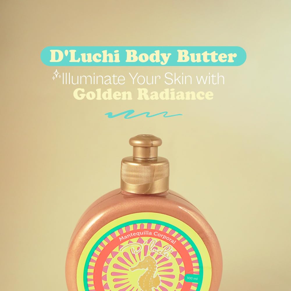 kaba D'Luchi Body Butter Made With Natural Coconut Oil and Vitamin E, Provides Intense Nourishment & Hydration, Moisturize Skin, With Golden Glitter, 10 Oz