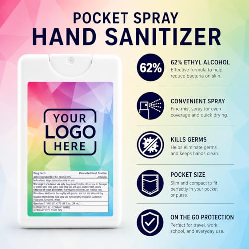 Custom Hand Sanitizer Spray 0.61 fl oz - 70% Alcohol Unscented White-15
