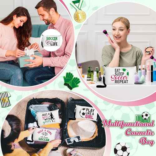 R HORSE 9Pcs Sport Makeup Bag Gifts for Women Girls, Ladies Sport Cosmetic Bags Sport Accessories Canvas Toiletry Bag Makeup Pouch Organizer Women Player Gift for Mother¡¯s Day Birthday