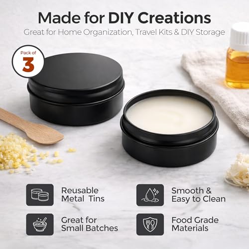 3 Pack Metal Tin Containers 2.5x1 Inch with Twist Lids