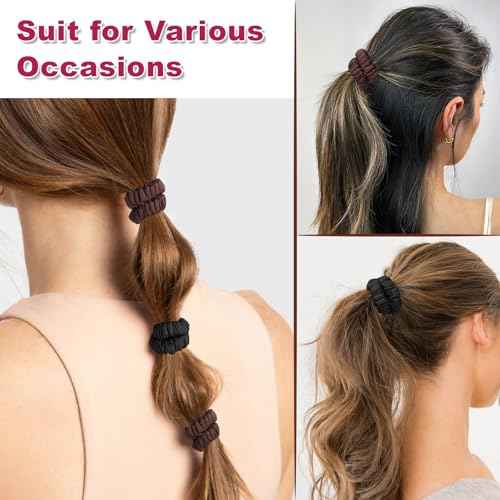 8Pcs Mulberry Silk Scrunchies & Hair Ties - No Crease Skinny Scrunchies Elastic Set for Women All Hair Types, Reduces Breakage