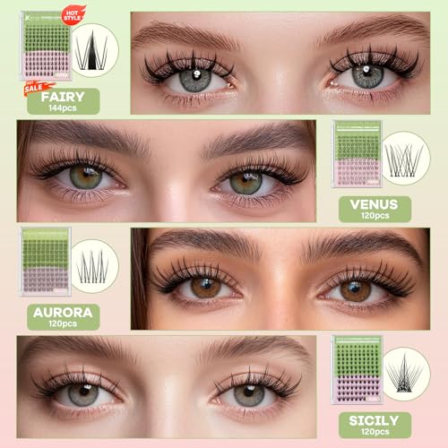 KEYYOU Aurora Lash Clusters - 120Pcs C Curl False Eyelashes