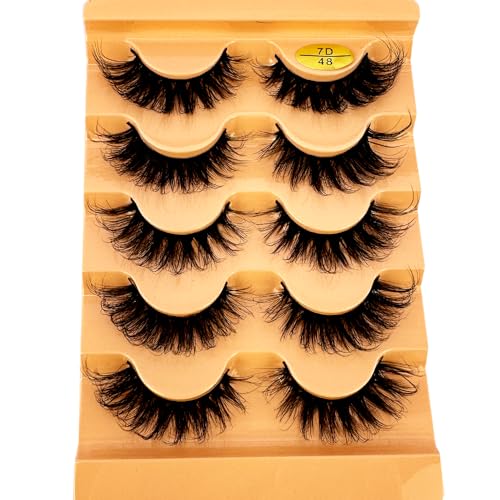 3D Cat Eye False Lashes 5 Pairs - Natural Fluffy Mink Lashes