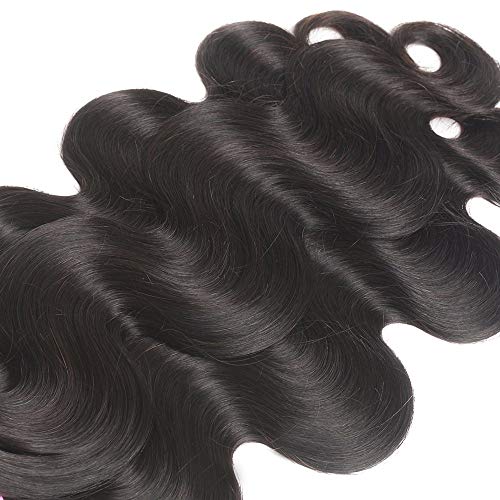 Odir Body Wave Human Hair Bundles with Closure 14 16 18+12 Inch Unprocessed 10A Brazilian Body Wave Virgin 3 Bundles with 4x4 Lace Clsoure Natural Color