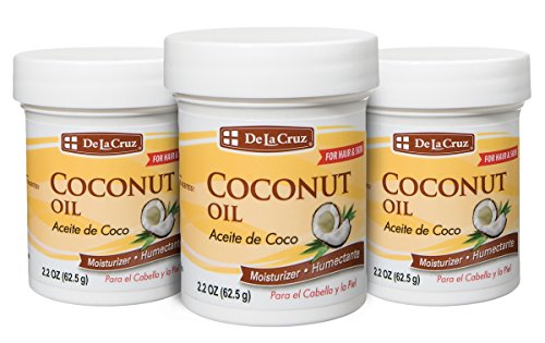 De la Cruz Coconut Oil - Expeller Pressed Coconut Oil for Skin and Hair - Natural Moisturizer for Skin and Hair - 2.2oz (3 Jars)