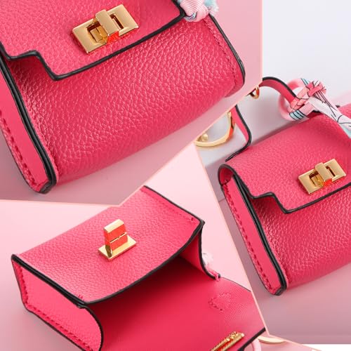 8 Pcs Mini Purses Keychains Backpack Coin Purse for Women Cute PU Leather Makeup Bag with Keychain, Multi Pocket Card Holder Cable Organizer Giftable Zipper Pouch(Classics)