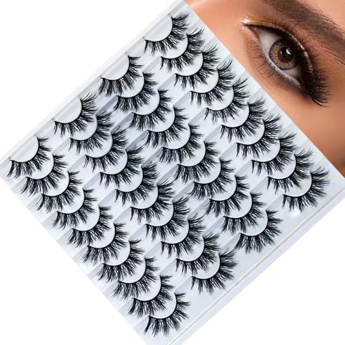 20 Pairs 5D Wispy Cat Eye Faux Mink False Eyelashes