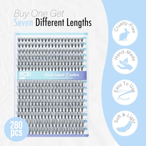 20D Lash Clusters 280pcs DIY Eyelash Extensions 8-14mm