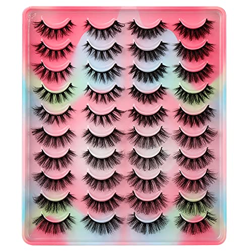 20 Pairs False Eyelashes 5D Faux Mink Natural Fluffy Lashes