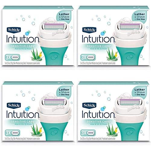 Schick Intuition Pure Nourishment Womens Razor Refills with Coconut Milk and Almond Oil, 3 Count (Pack of 4)