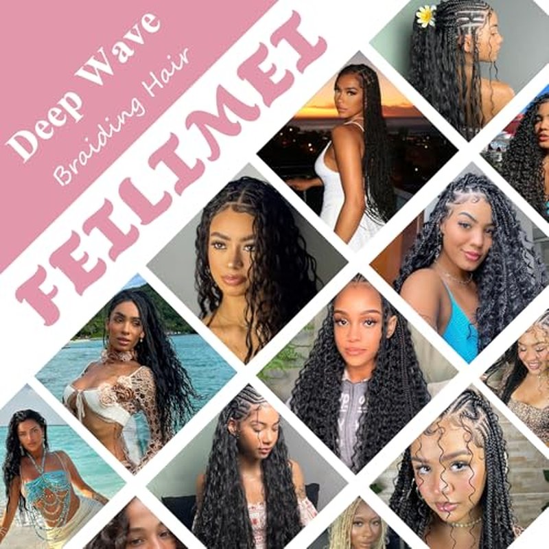 Deep Wave Crochet Hair Extensions 22 Inch Synthetic Braiding Hair