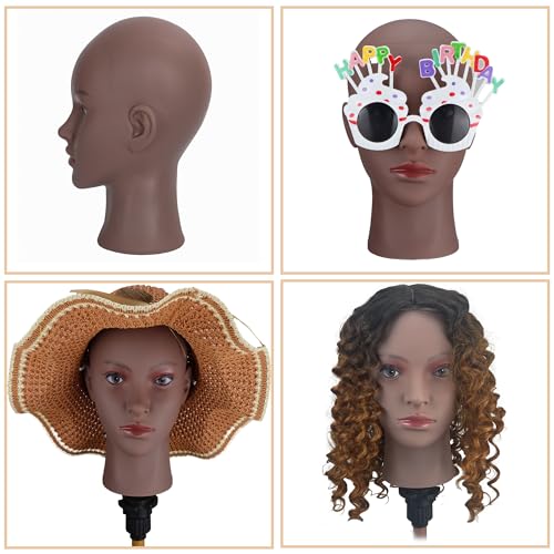 Bald Mannequin Head with Clamp Stand for Wig Display & Makeup Training