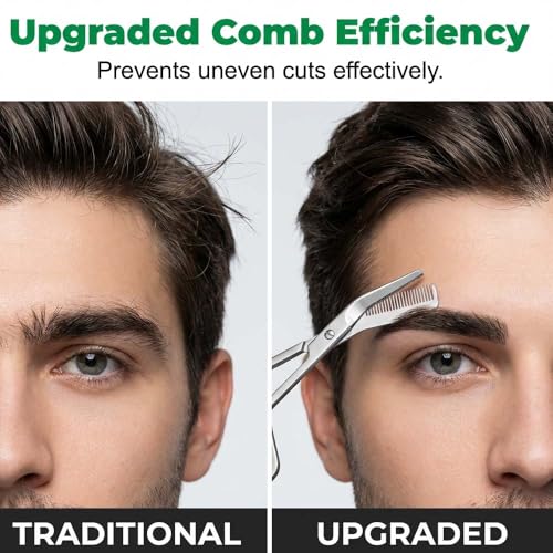 Stainless Steel Eyebrow Scissors with Comb - Precision Trimming Tool