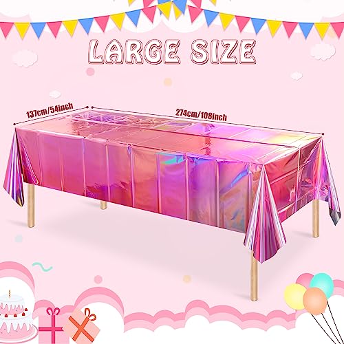 4-Pack Iridescent Pink Plastic Tablecloths 54x108