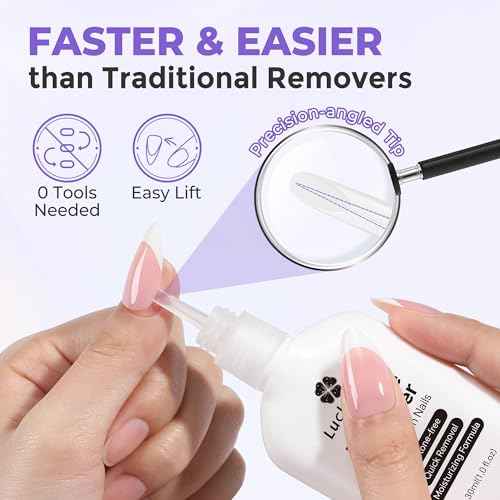 30ml Nail Glue Remover: Multi-functional Press On Nail Remover, Gentle Non-Acetone Nail Polish Remover for Gel Nails Tips, Quick Easy Removal Glueoff, Not for Gel Polish