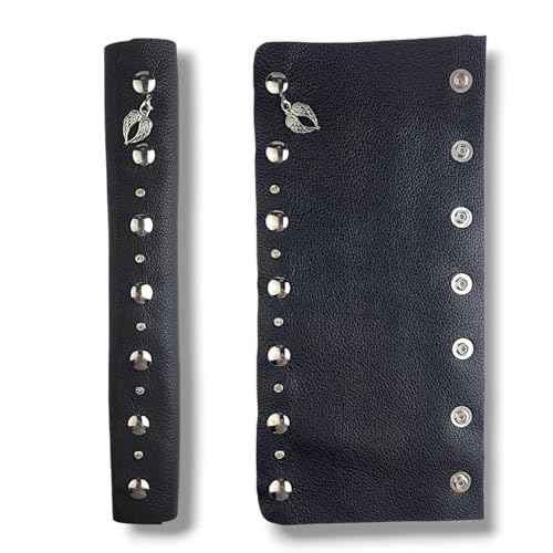 BLACK 18" inch Genuine Leather Motorcycle Hair Wrap for Long Hair - Handmade Ponytail Sleeve Long Hair Protector & Saver | Biker Hair Tie Helmet Accessory | Made in USA (18 inch, No Fringe)