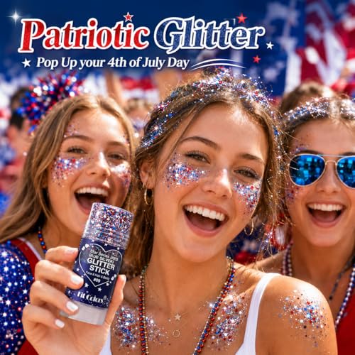 Patriotic Face Body Glitter Stick - Waterproof 4th of July Makeup