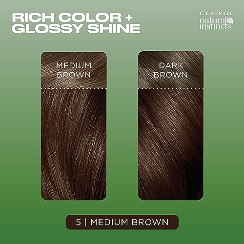 Clairol Natural Instincts Demi-Permanent Hair Dye 5 Medium Brown 3-Pack | Vegan, No Ammonia, 5.85 Fl Oz