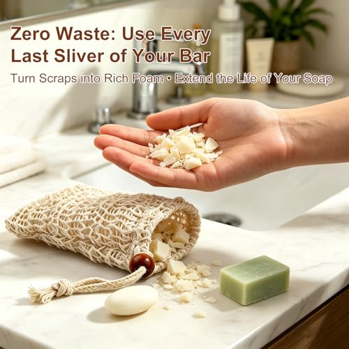 Sisal Soap Bag 6-Pack Exfoliating Soap Saver Pouches for Bar Soap