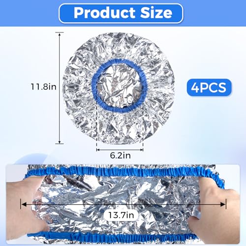 Reusable Aluminum Foil Heat Cap for Deep Conditioning & Hair Coloring - 4 Pack