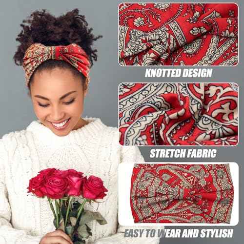 Yeshan Wide Headbands for Women Boho Knotted Head Wraps Turbans Non Slip Bandana Headbands Sport Yoga Workout Stretchy Hair bands,Pack of 6