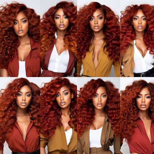 Reddish Brown Deep Wave Human Hair Bundles - 8 to 12 Inch