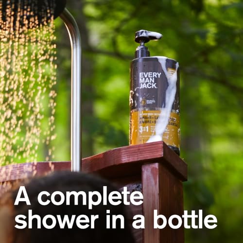 Every Man Jack 3-in-1 Body Wash for Men, Amber Sandalwood, 2pk