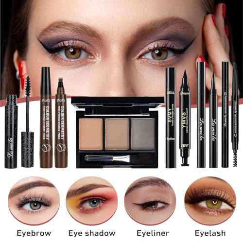 All In One Makeup Kit, Travel Makeup Kit, Makeup Gift Set, Makeup Kit for Women Full Kit, Makeup Bundle Includes Foundation Eyeshadow Palette Lipstick Eyeliner Mascara Contour Stick Cosmetic Brush Set