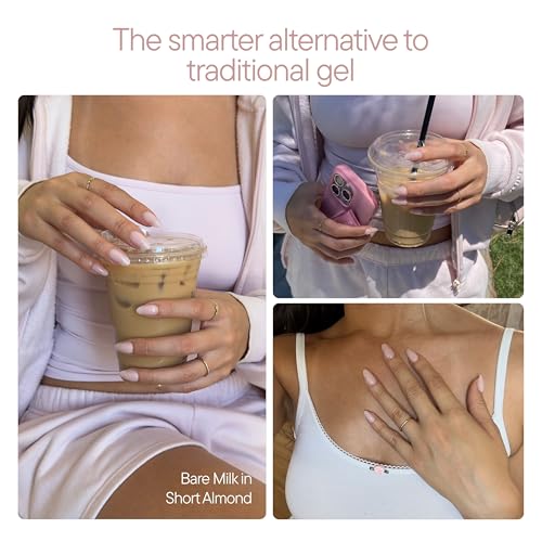 Celebritips Press On Nails - Extra Short Almond, Bare Milk, 32 Nails Kit