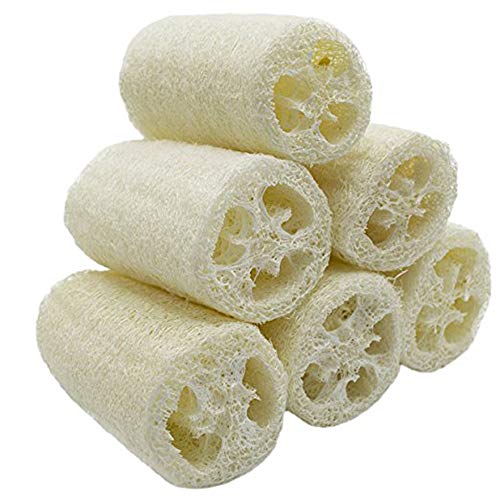 Natural 6 Pack of 4 inch Loofah, Serdokntbig SPA Exfoliating Scrubber for Skin Care in Bath, Best Luffa Body Scrub Sponge, Remove Dead Skin