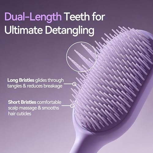 Detangling Hair Brush with Dual-Length Teeth for Wet & Dry Hair